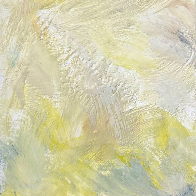 Abstract art: yellow, gray, blue and white brush strokes