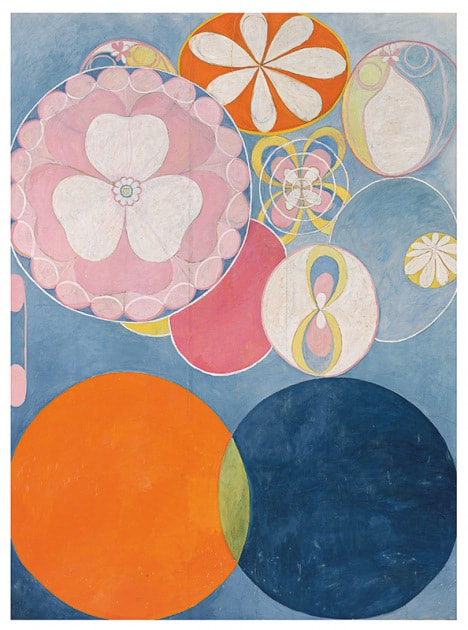 Colorful abstract, with multiple ovals/circles containing what might be flower petals