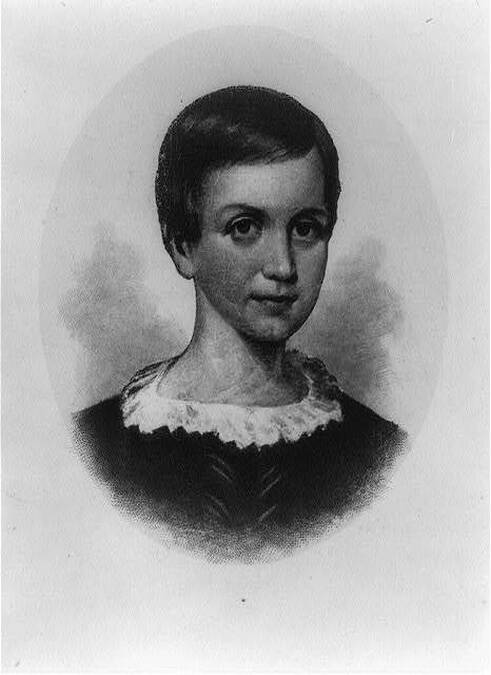 Young Emily Dickinson, black and white