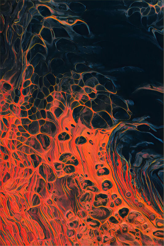Abstract art. Lava paint swirling into black
